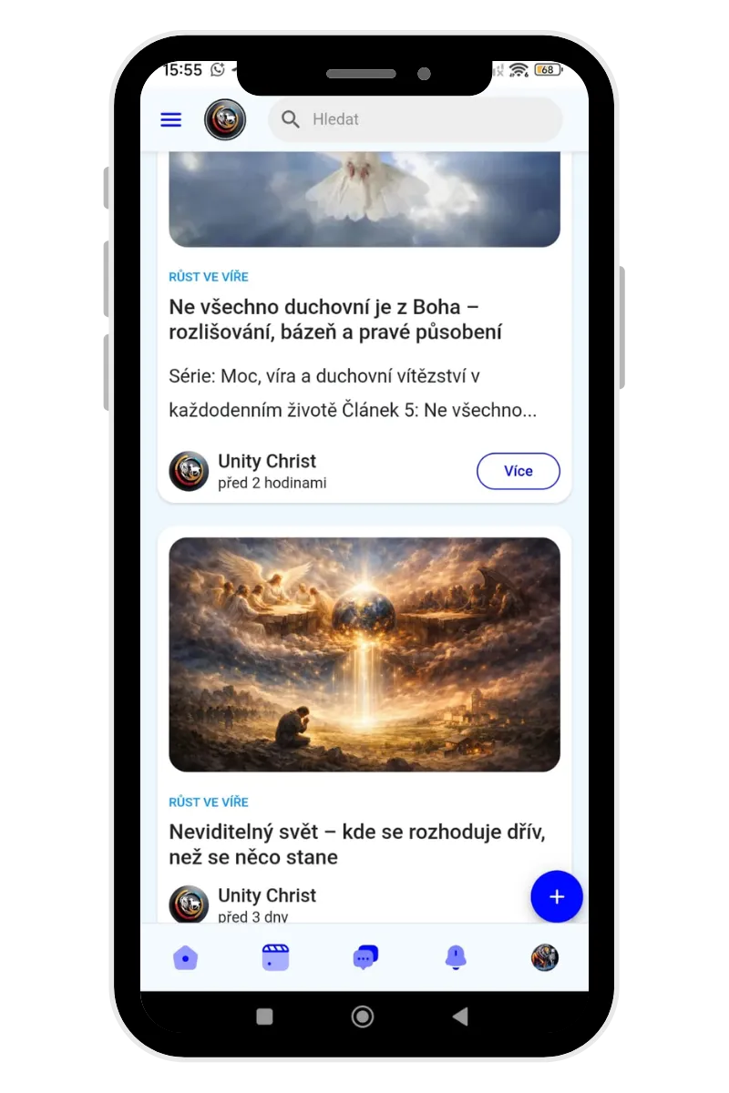 Ukázka obsahu pro růst ve víře v aplikaci Unity Christ